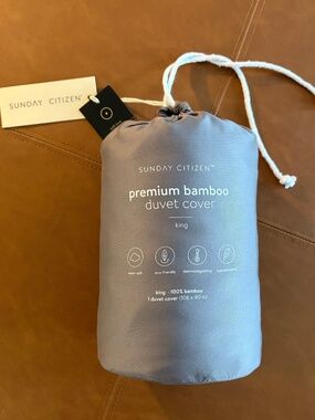 Sunday Citizen Premium Bamboo Duvet Cover King Charcoal New in Package